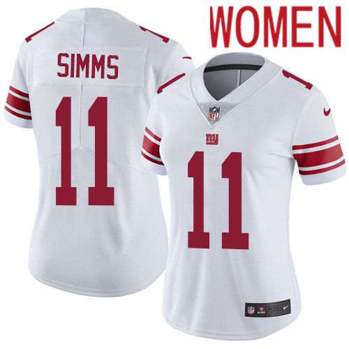 Women New York Giants #11 Phil Simms Nike White Vapor Limited NFL Jersey
